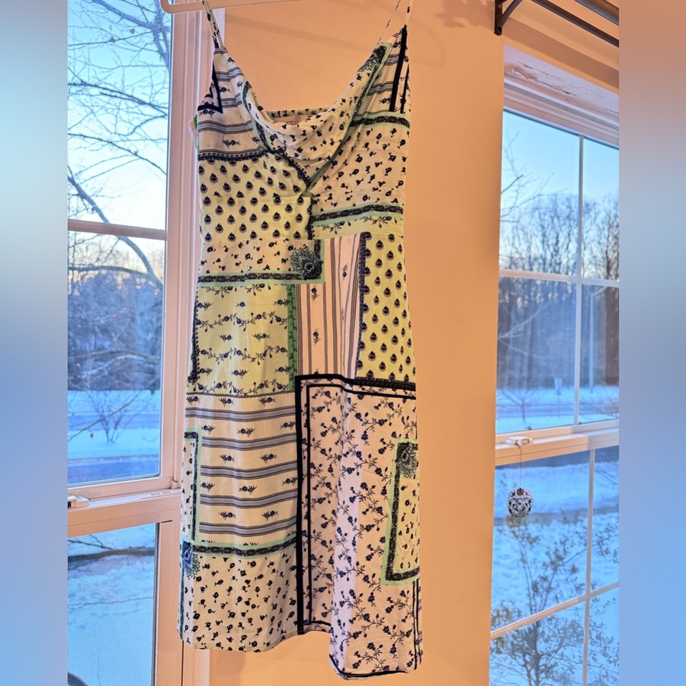 Brand New LOFT Green and Black Patchwork Maxi Dress NWT